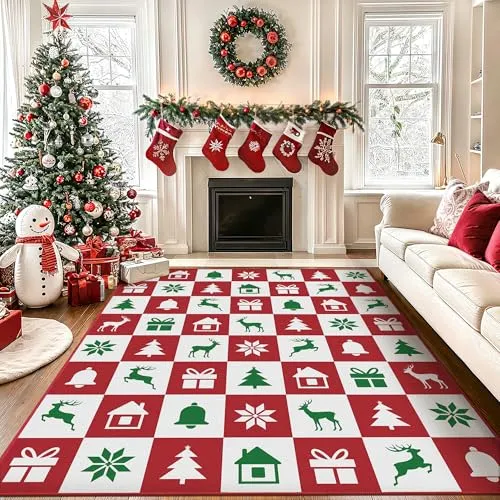 Bavni Alfombras navideñas — Geométrico navideño / blanco