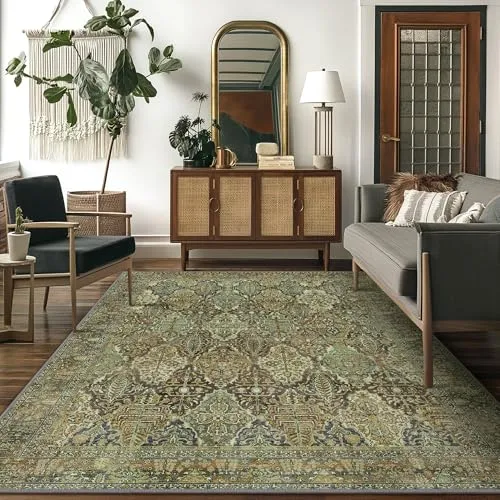 Bavni Alfombras florales vintage — Verde salvia