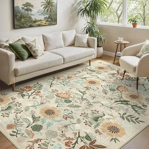 Bavni Alfombras florales vintage — Beige / verde