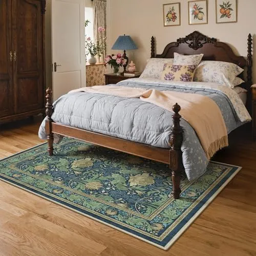 Bavni Alfombras florales vintage — Verde / beige