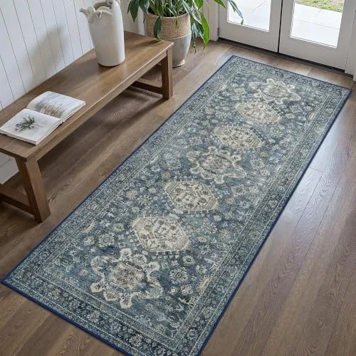 Bavni Vintage-Medaillon-Teppiche — Blau