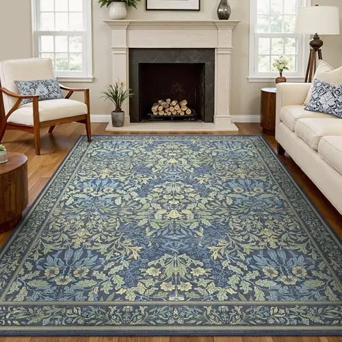 Bavni Alfombras florales vintage — Marino / salvia