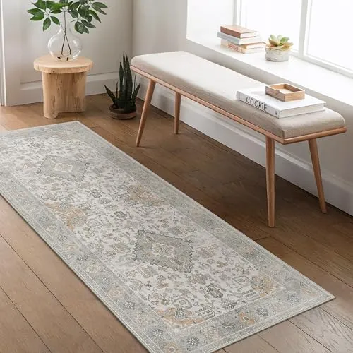 Bavni Vintage Medallion Rugs — Grey Beige