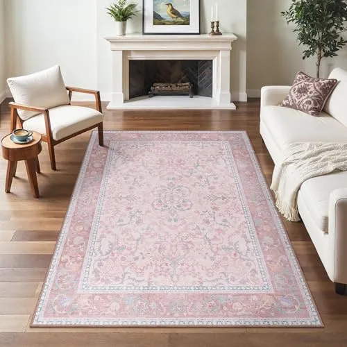 Bavni Vintage Floral Rugs — Pink