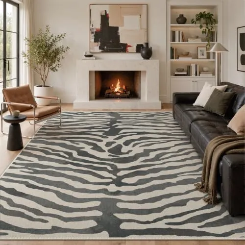 Bavni Zebra Print Rugs — Grey & Beige