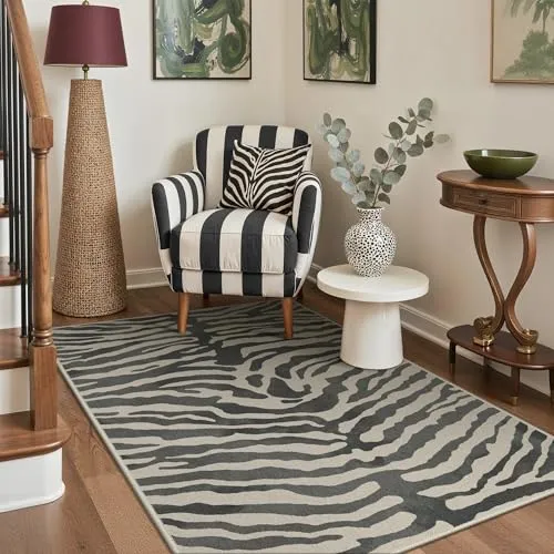 Bavni Zebra Print Rugs — Grey & Beige