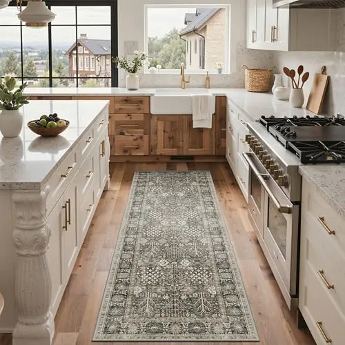 Bavni Vintage Floral Rugs — Dark Grey Brown