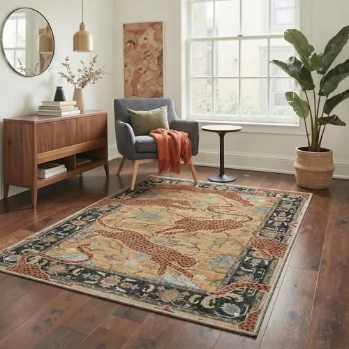 Bavni Leopard & Cheetah Rugs — Brown Framed