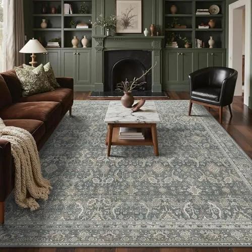 Bavni Vintage Medallion Rugs — Slate Blue