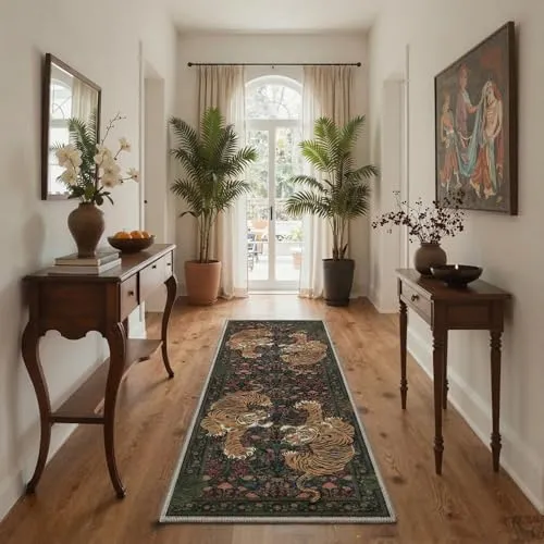 Bavni Tiger Rugs — Black Green