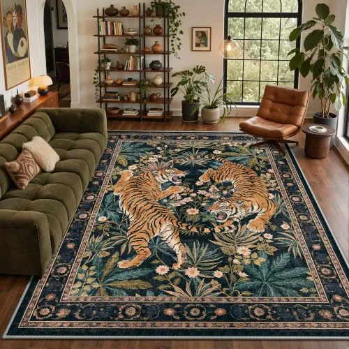 Bavni Tiger Rugs — Black Brown