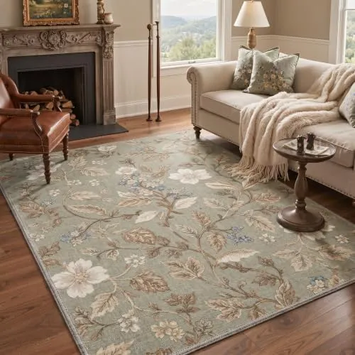 Bavni Vintage Floral Rugs — Green