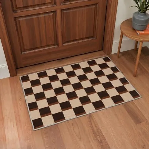 Bavni Checkered & Plaid Rugs — Mocha Cream