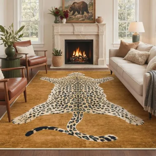 Bavni Leopard & Cheetah Rugs — Caramel Brown