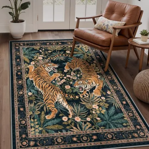Bavni Tiger Rugs — Black