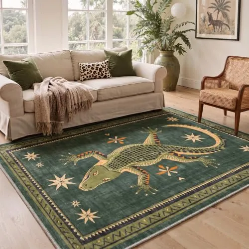 Bavni Alligator Rugs — Forest Green