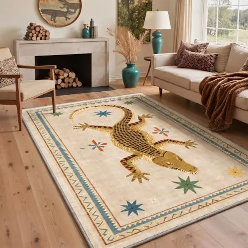 Bavni Alligator Rugs — Sand Beige
