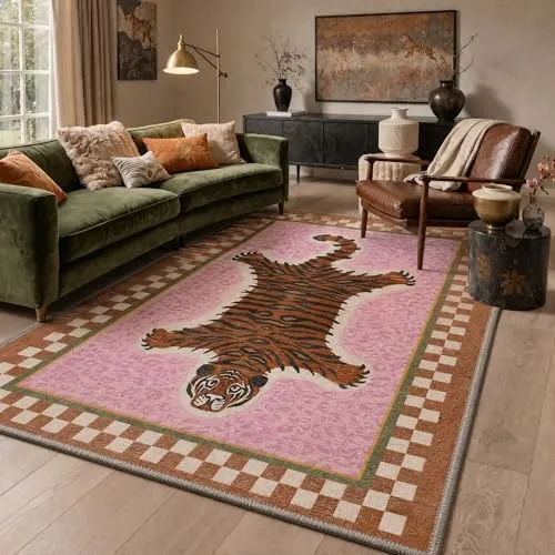 Bavni Tiger Rugs — Dusty Pink