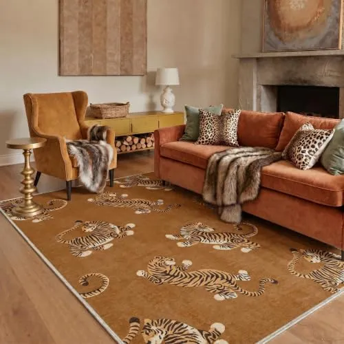 Bavni Tiger Rugs — Warm Brown