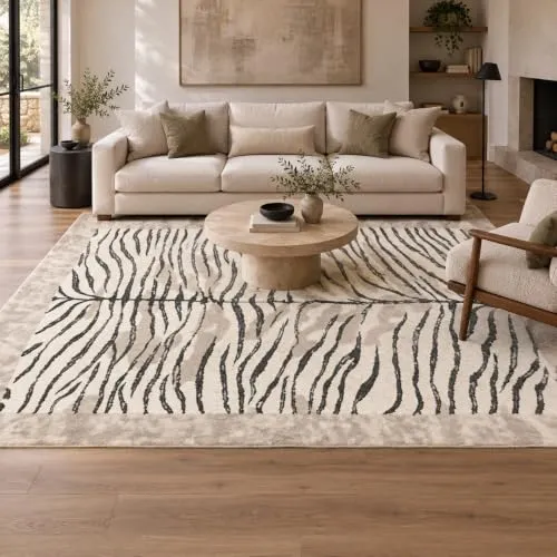 Bavni Zebra Print Rugs — Ivory & Black